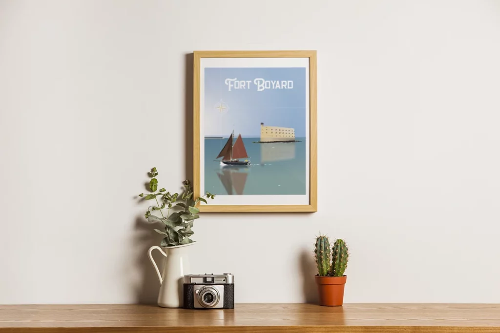 Affiche Fort Boyard créée par Rachel Niveau, infographiste et designer UI à Niort, valorisant le patrimoine pour Salam Éditions