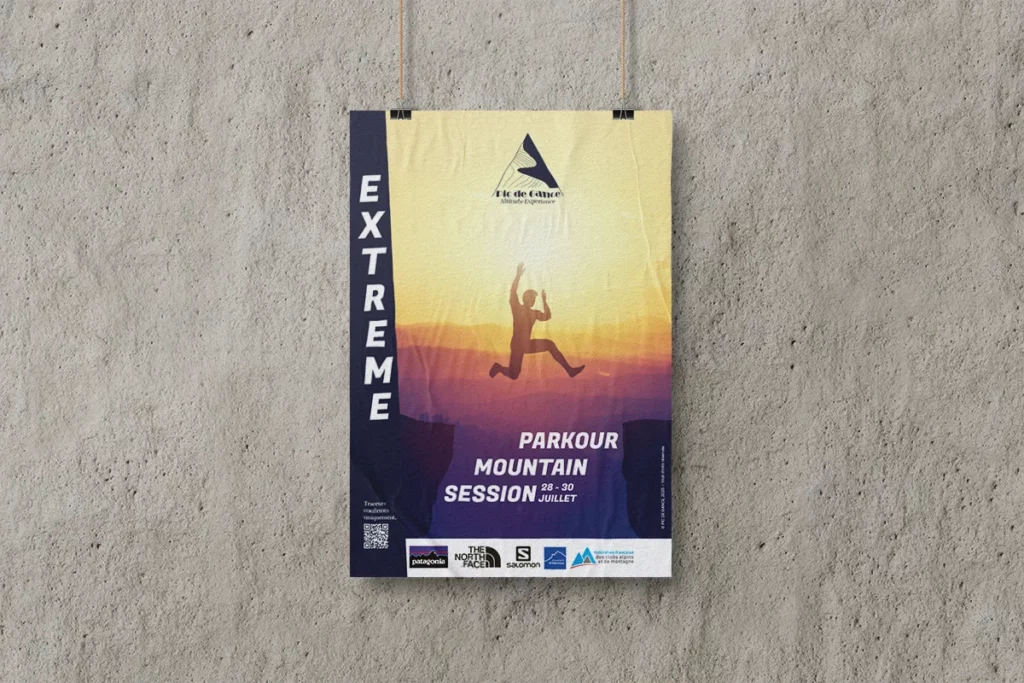 Affiche Parkour Mountain Session pour Pic de Gance créée par Rachel Niveau, infographiste à Niort