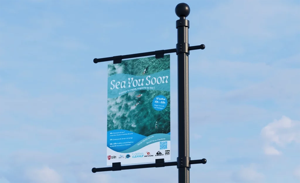 Affiche Sea You Soon réalisée sur Photoshop par Rachel Niveau, designer graphique à Niort, Deux-Sèvres